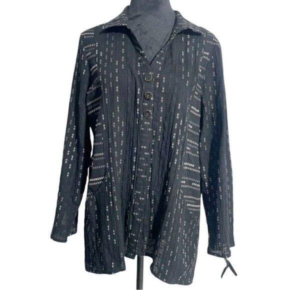Habitat Size Small  Top Blouse Button Down Boho Art to Wear Lagenlook - Picture 1 of 8